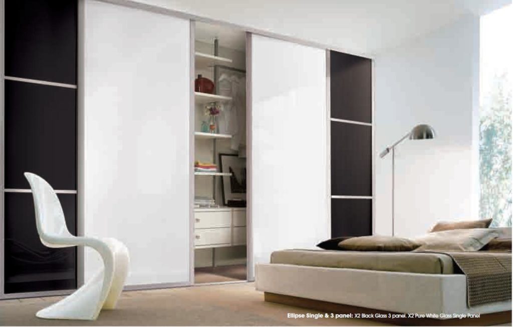 Glass Sliding Wardrobe Door Ellipse Single White Glass Sliding Wardrobe doors Ellipse