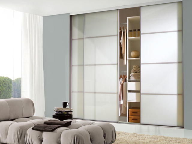 Classic Sliding Wardrobe Silver Frame Matt White - 4 Panel Classic Sliding Wardrobe Silver Frame Matt White - 4 Panel