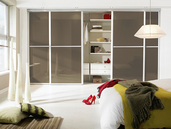 Maxima 2 Panel Doors – Aluminium Frame – Cappuccino Glass Panels