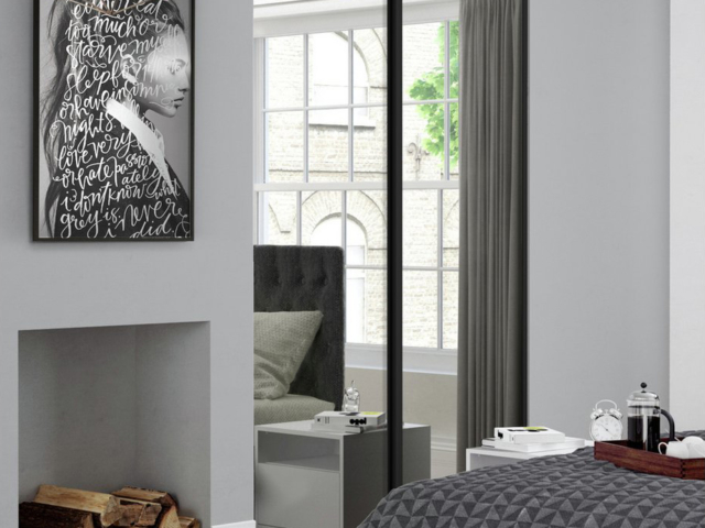 2 Mirror and Black Framed Sliding Wardrobe Doors (Classic, Contour, S700) 2 Mirror and Black Framed Sliding Wardrobe Doors (Classic, Contour, S700)