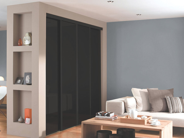 4 Black Glass and Black Framed Sliding Wardrobe Doors (Classic, Contour, S700) 4 Black Glass and Black Framed Sliding Wardrobe Doors (Classic, Contour, S700)