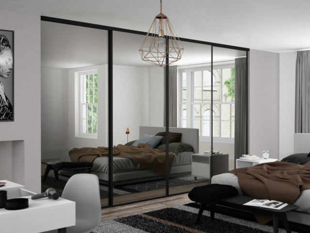 4 Black Glass and Black Framed Sliding Wardrobe Doors (Classic, Contour, S700) 4 Black Glass and Black Framed Sliding Wardrobe Doors (Classic, Contour, S700)