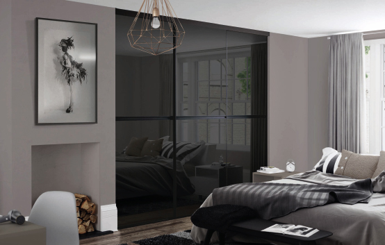 Gliss Minimalist Black Frame and Black Glass lift New Black Framed Gliss Minimalist sliding wardrobe doors