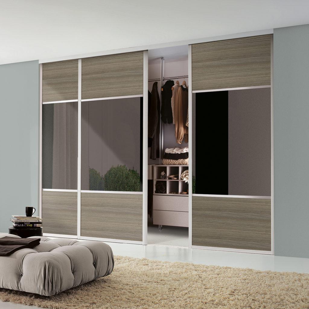 Maxima Sliding Wardrobe Doors Ontario Walnut and Bronze Tinted Mirror - Extra Wideline Maxima Sliding Wardrobe Doors Ontario Walnut and Bronze Tinted Mirror - Extra Wideline