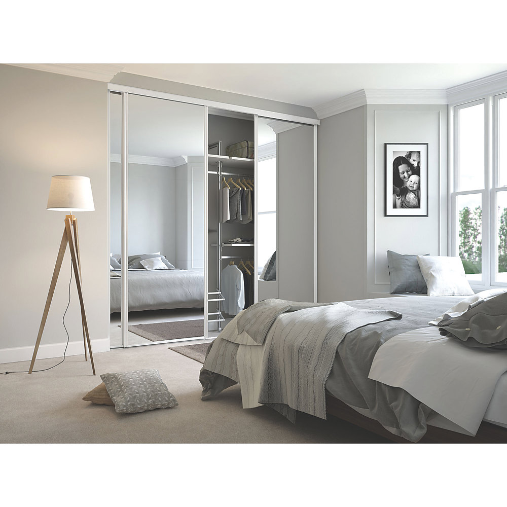 11134201.jpg 3 x White Framed Mirror Glass sliding wardrobe doors