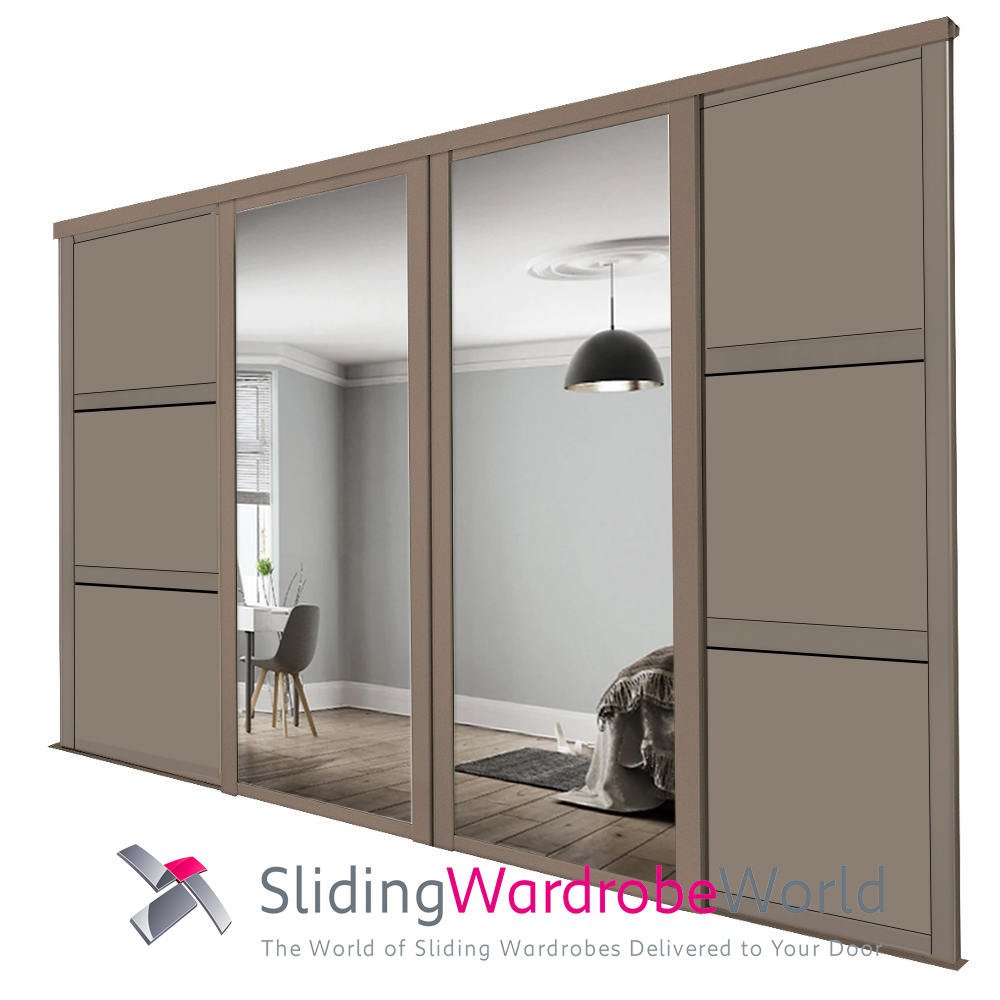 13219701.jpg WIDELINE Stone Grey Shaker - 3 Doors - 2 Panel & 2 Mirror