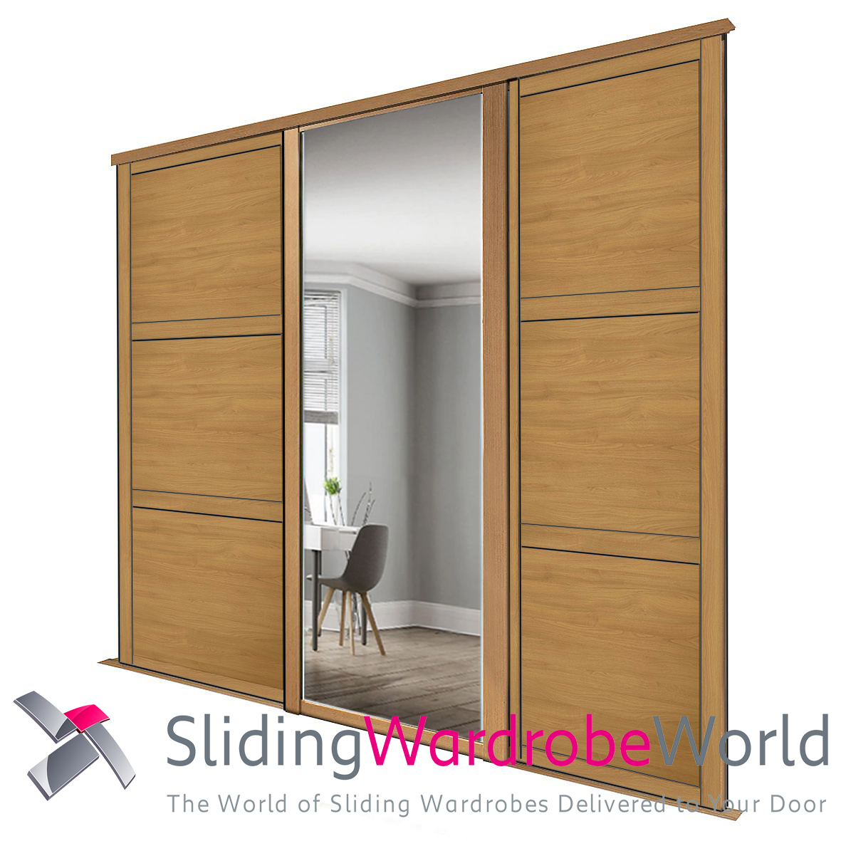 14237701.jpg 3 Shaker Oaks Doors (1 Mirror 2 'Wideline')