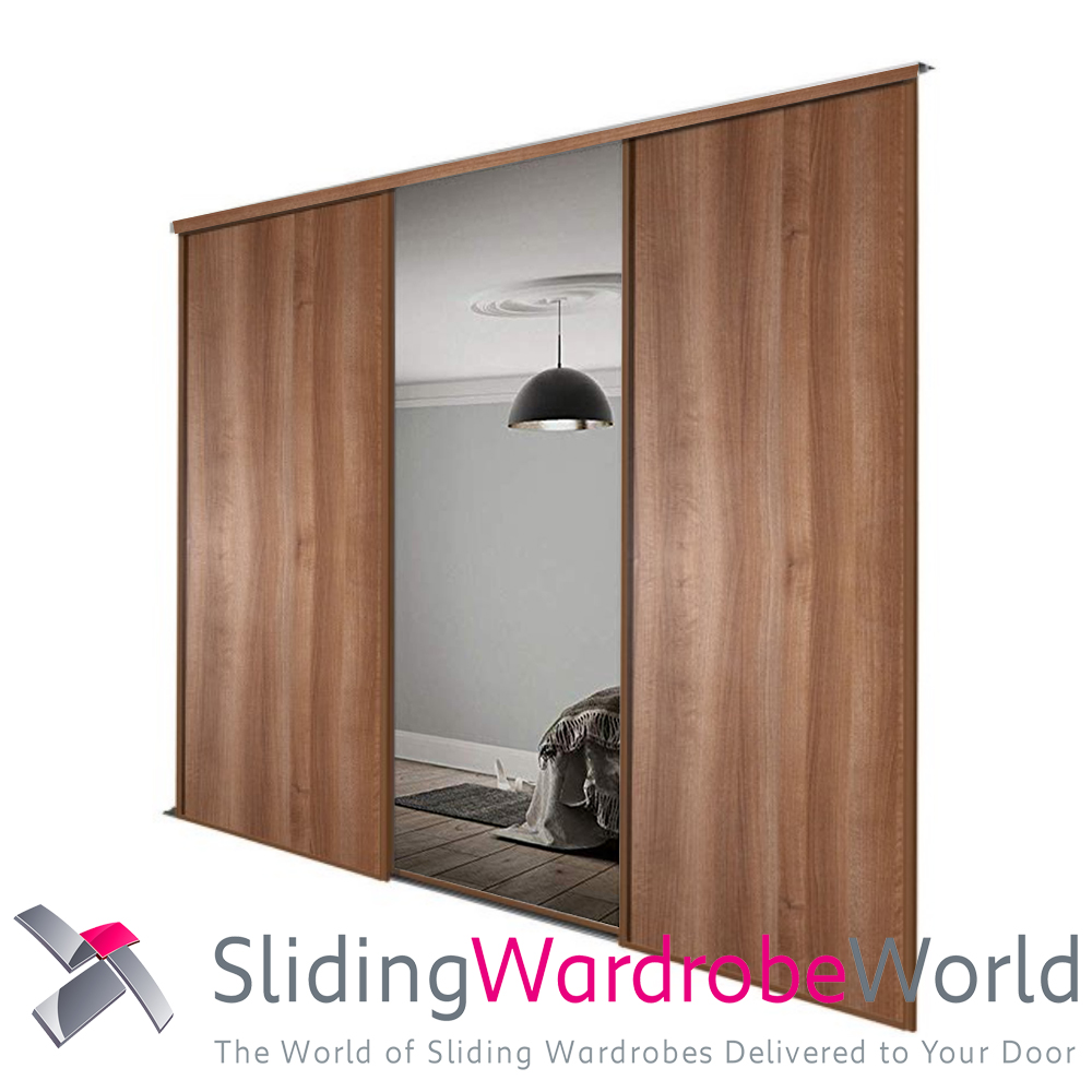 32685001.jpg 3 Walnut Doors (1 Mirror 2 Panel)