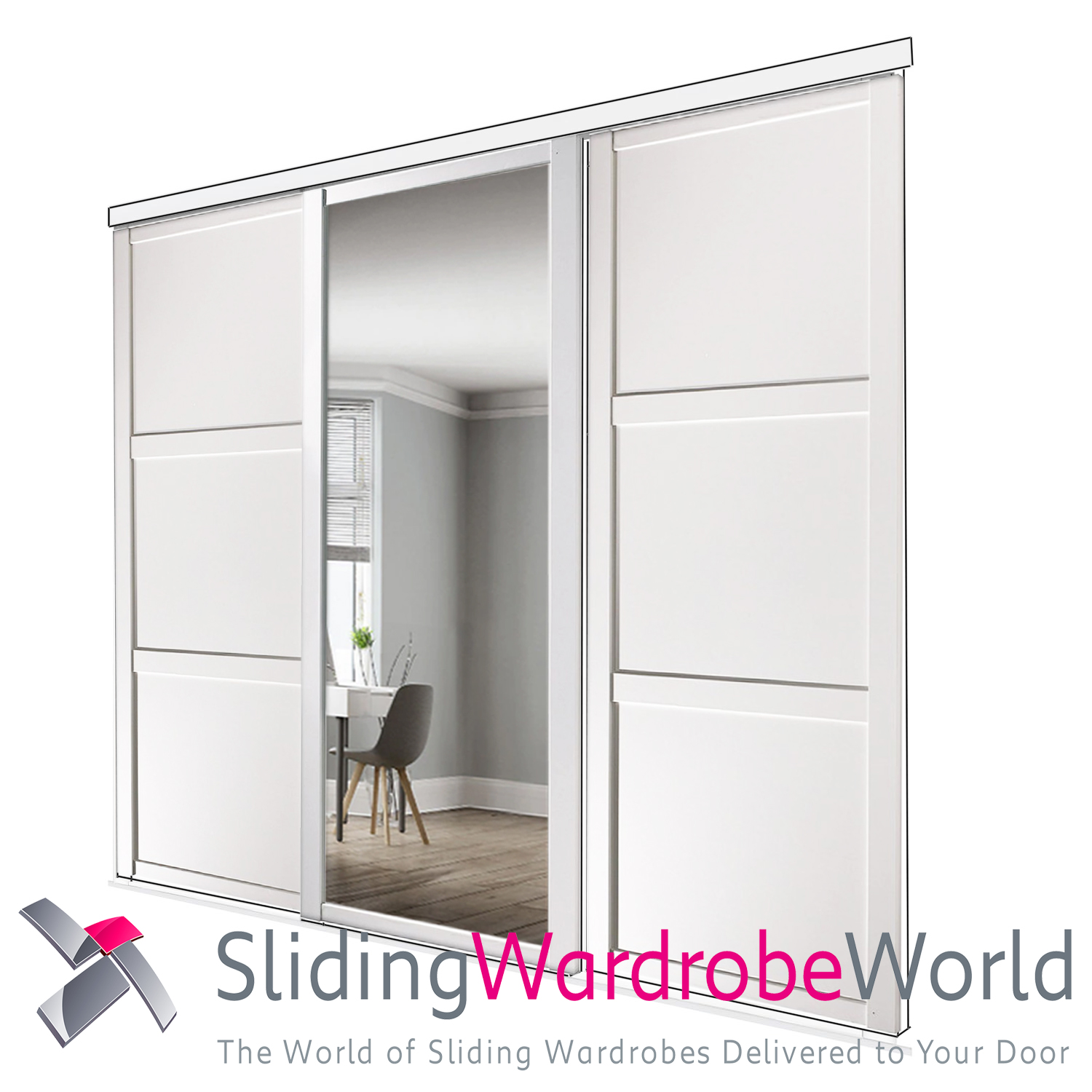 34664701.jpg 3 Shaker Wideline Sliding Wardrobe Doors