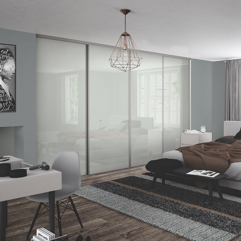 36724201.jpg 4 Silver Framed White Glass Doors