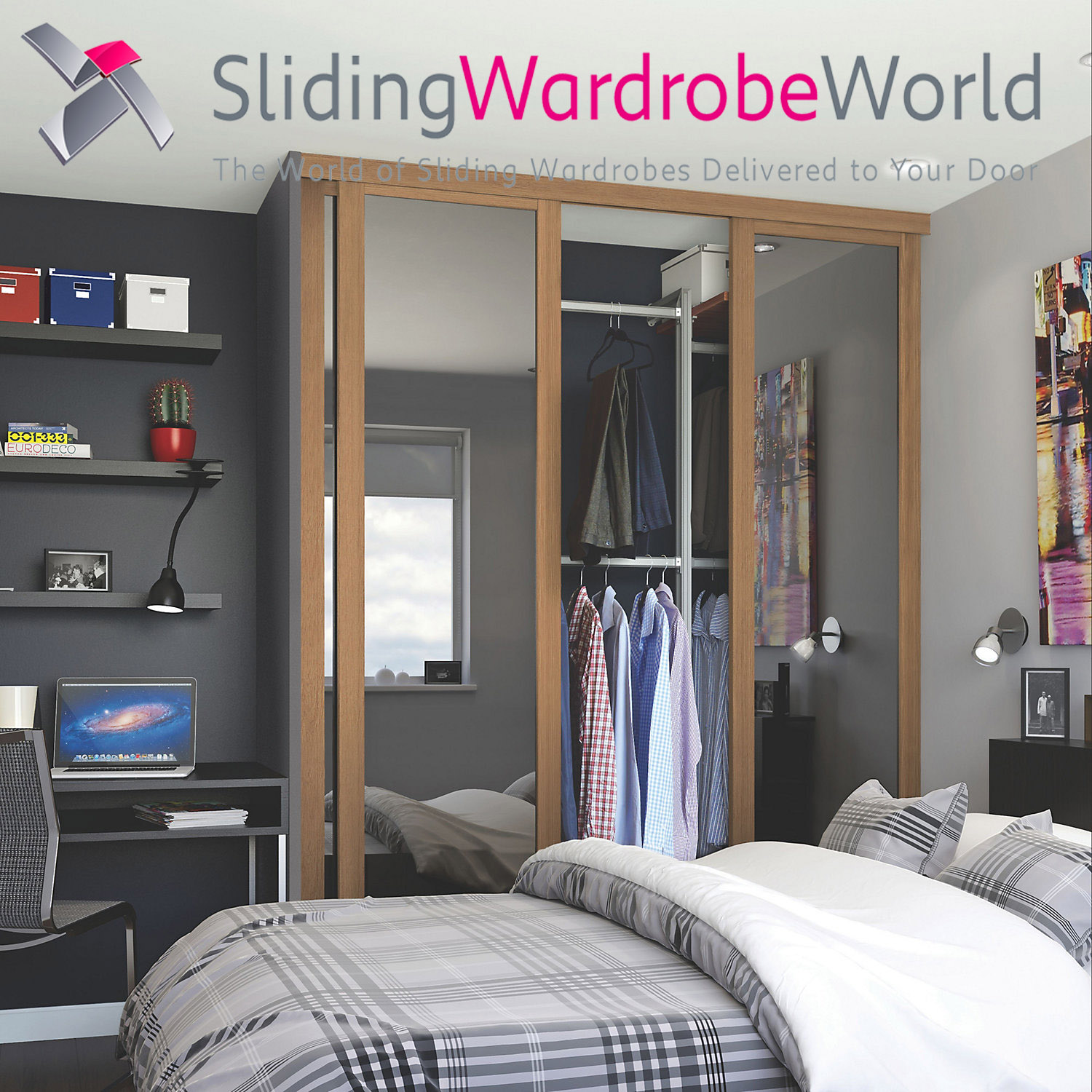 42410901.jpg 3 Shaker Oak Mirror Doors