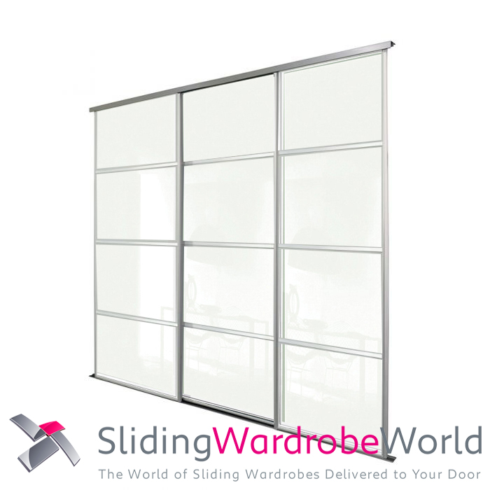 47502701.jpg 3 Door Arctic White Sliding Wardrobe Door Kit including Tracks