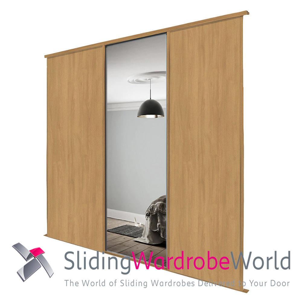 51612901.jpg 2 Oak 1 Mirror Sliding Wardrobe Doors