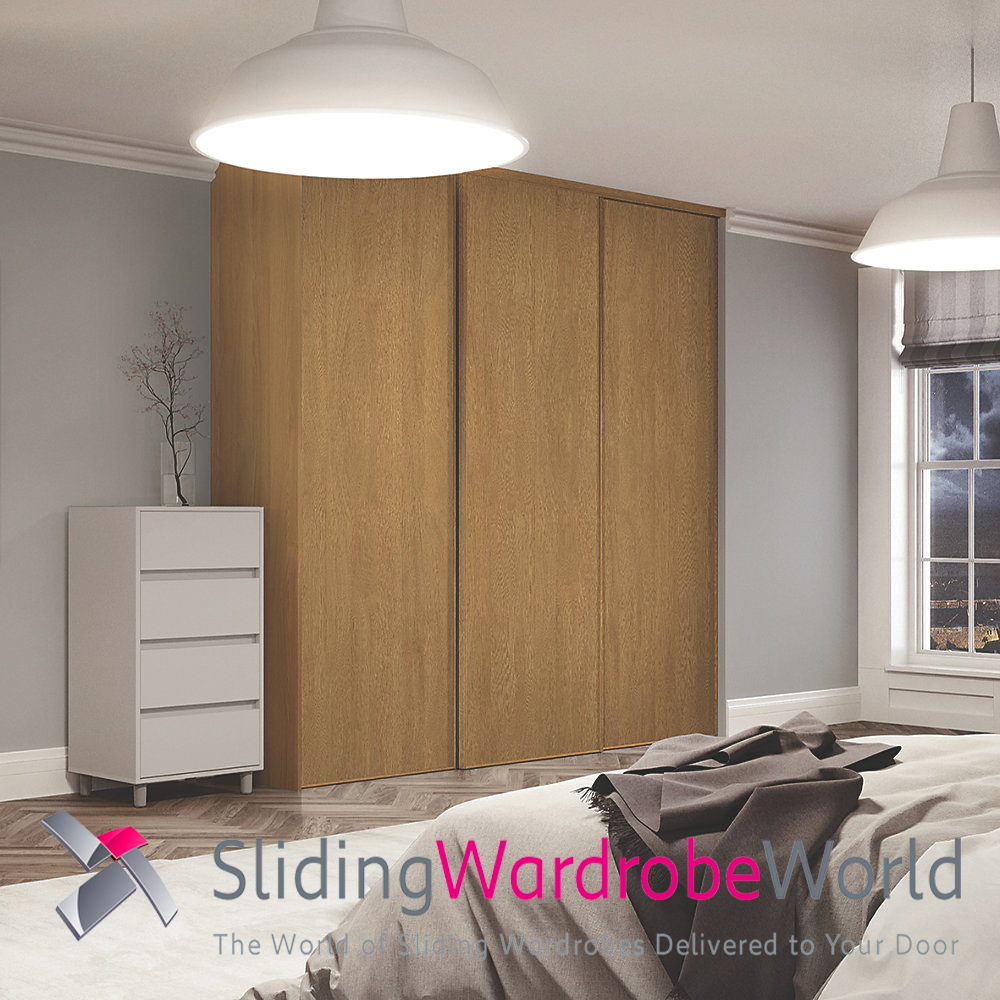 54063601.jpg 3 Oak Sliding Wardrobe Doors