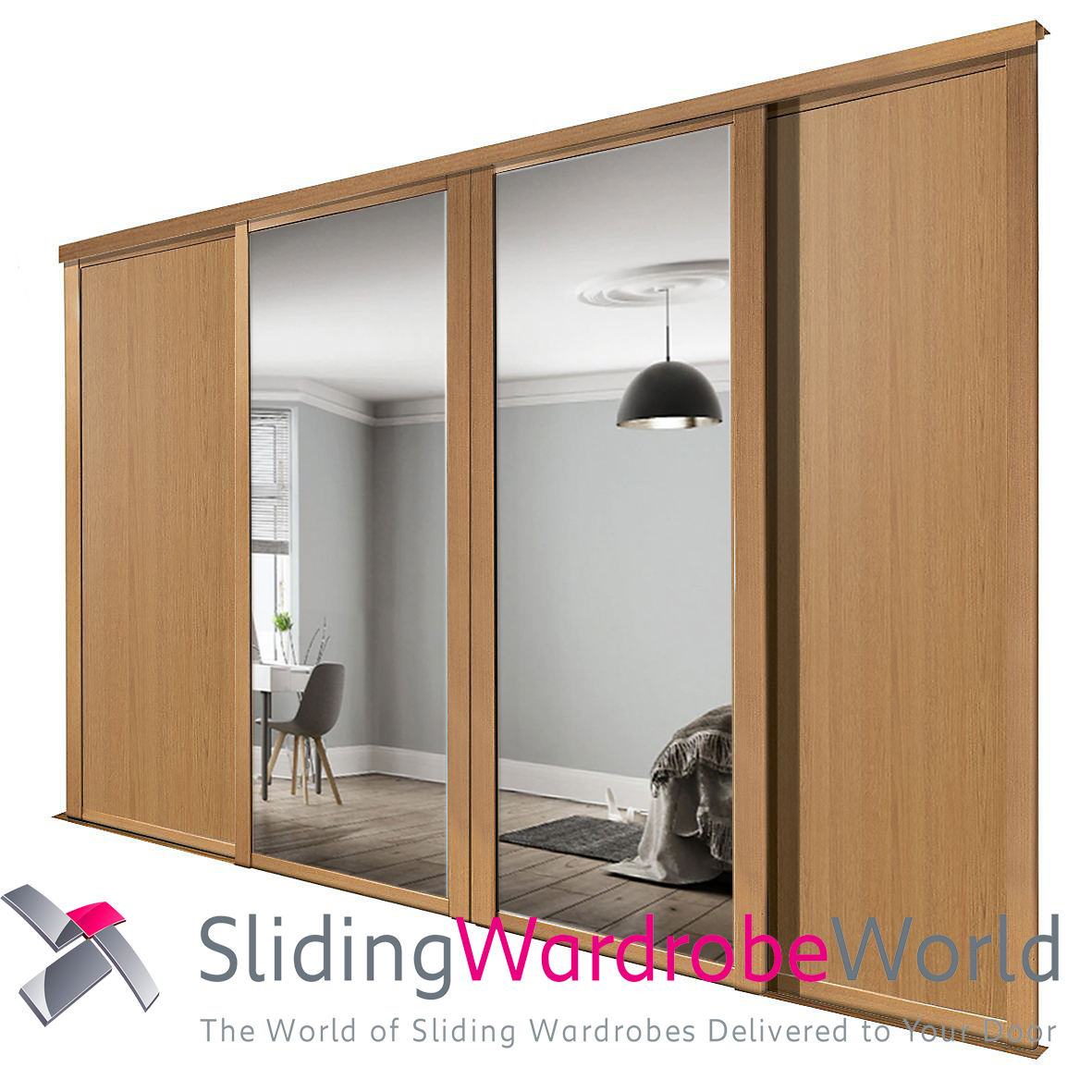 60918201.jpg 4 Shaker Oaks Doors (2 Mirror 2 Panel)