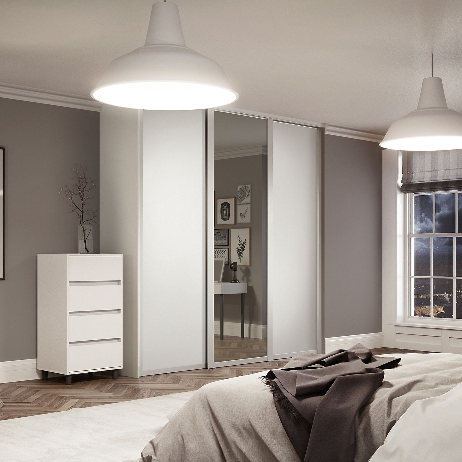 64564901.jpg White Shaker Panel & Mirror Doors Photo