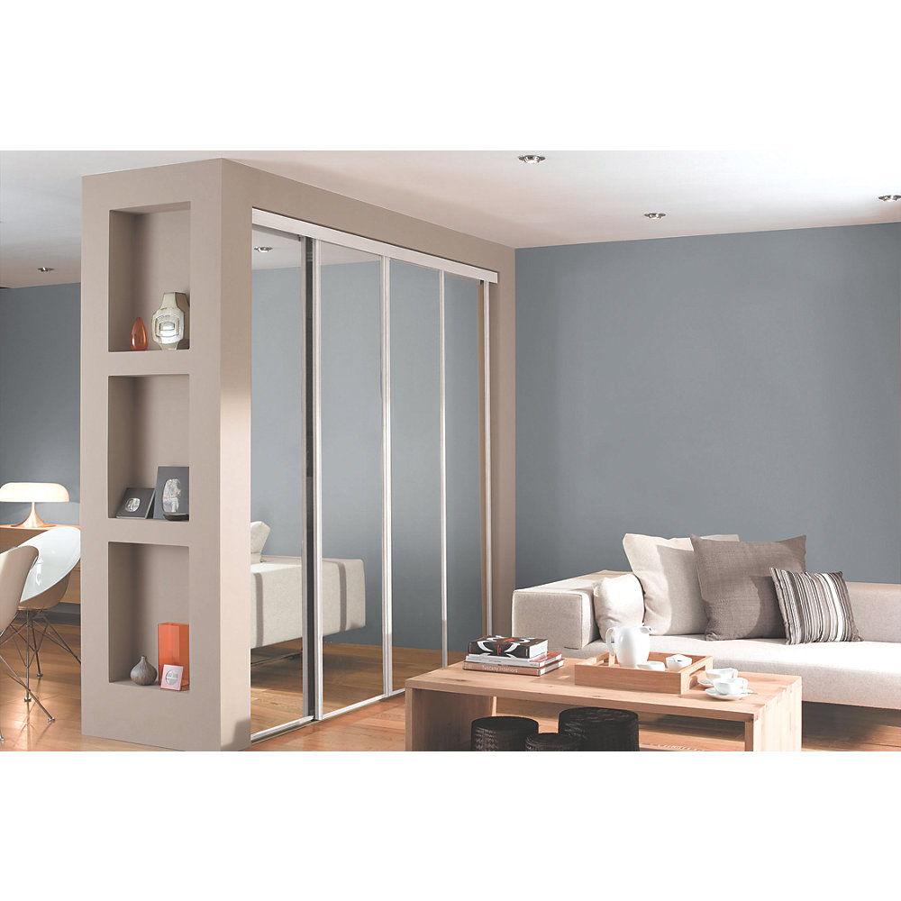 64814601.jpg 4 x White Framed Mirror Glass sliding wardrobe doors