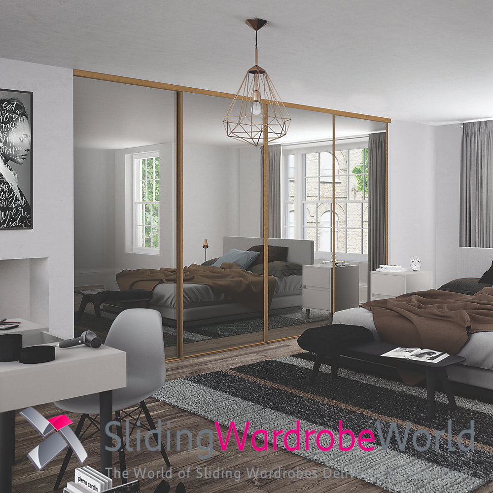 66957601.jpg 4 Oak Mirror Sliding Wardrobe Doors