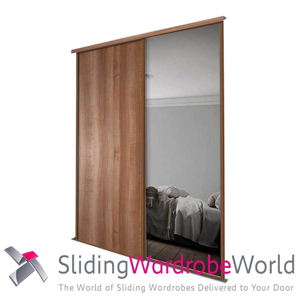 76246001.jpg 2 Walnut Doors (1 Mirror 1 Panel)