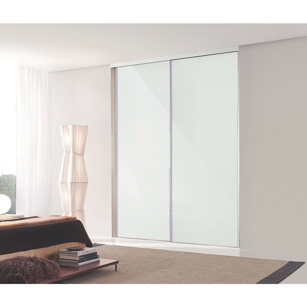 84407101.jpg 2 x Arctic White Glass sliding wardrobe doors