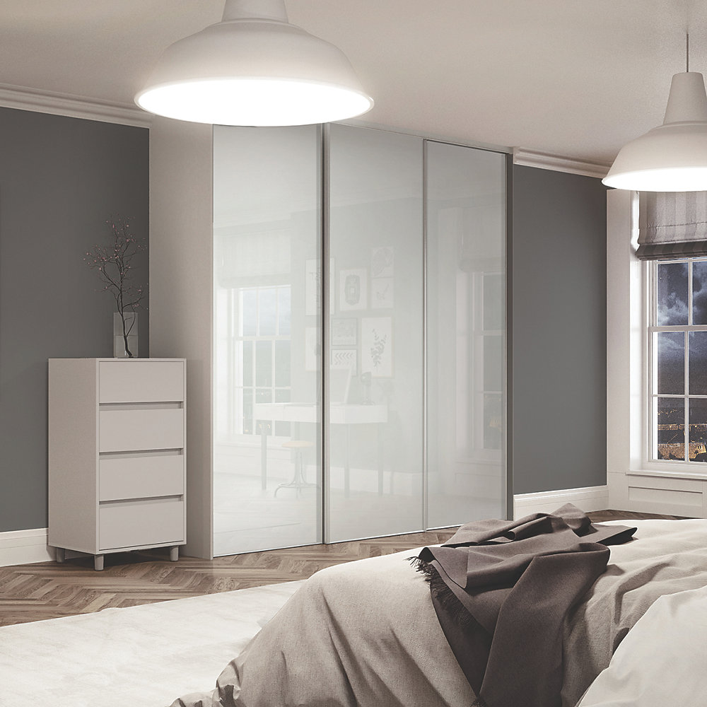 92369001.jpg 3 Silver Framed White Glass Doors