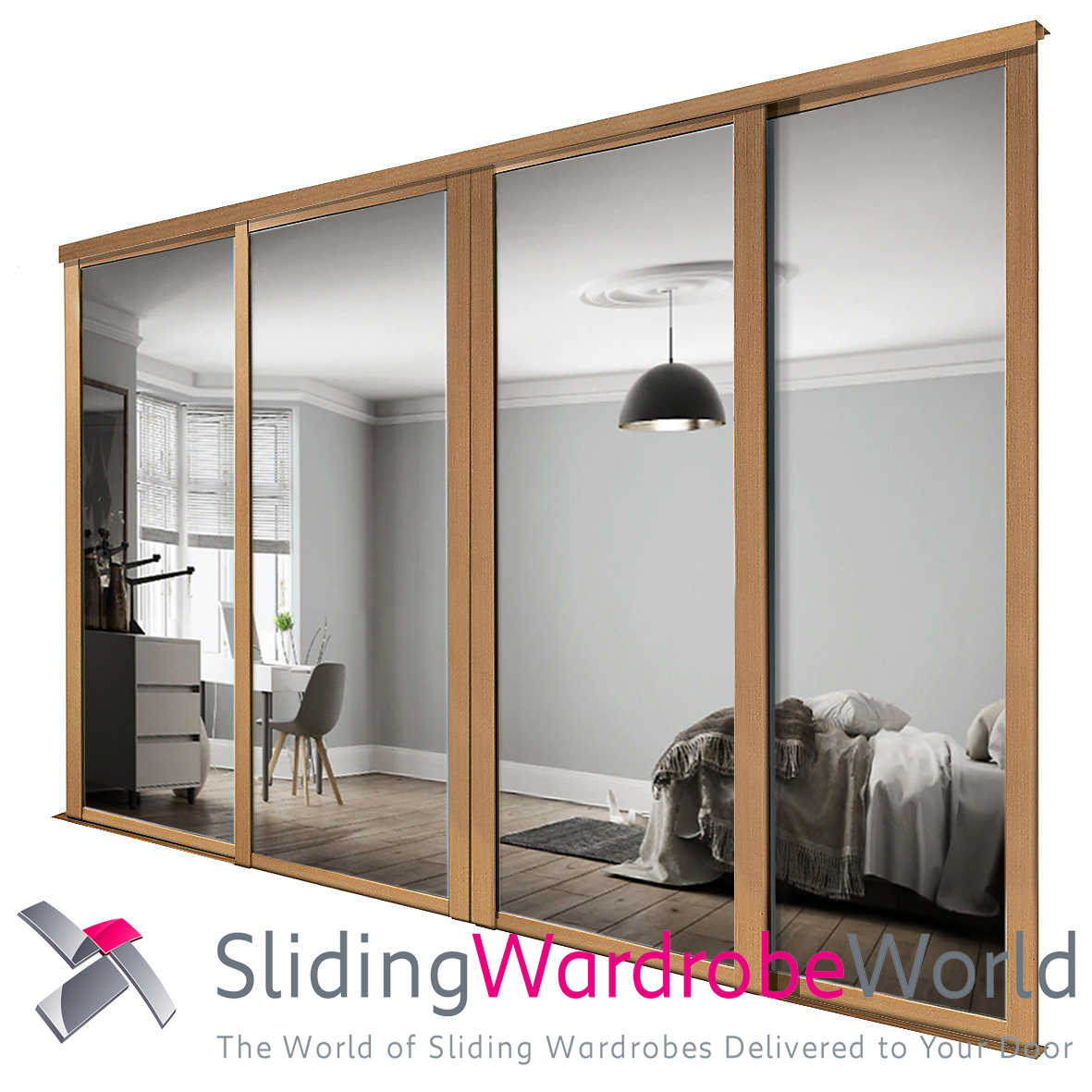 94802701.jpg 4 Shaker Oaks Doors (4 Mirror)