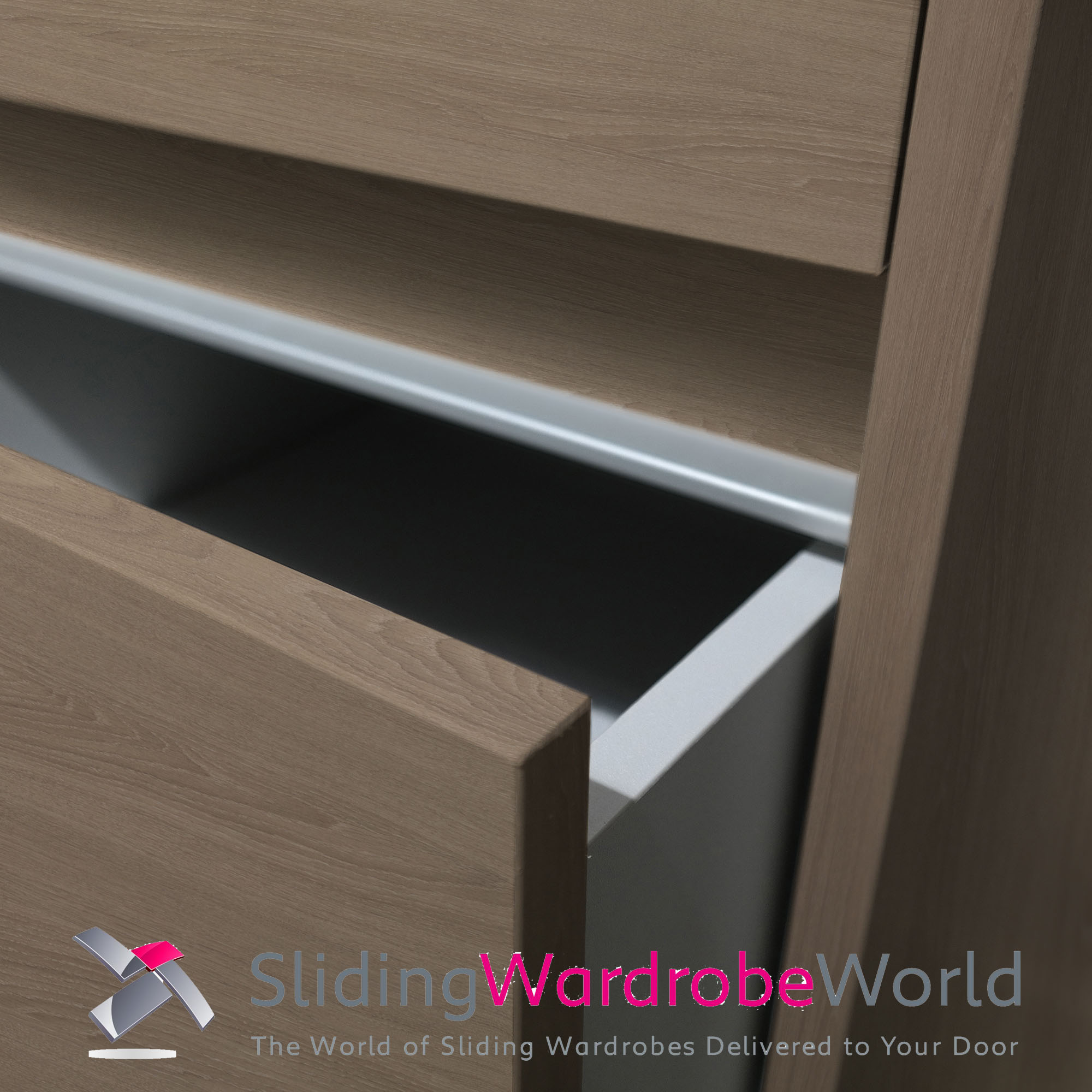 TWR-3DW450-AF_4-logo Sand Orleans Oak SpacePro 3 Drawer Unit Detail