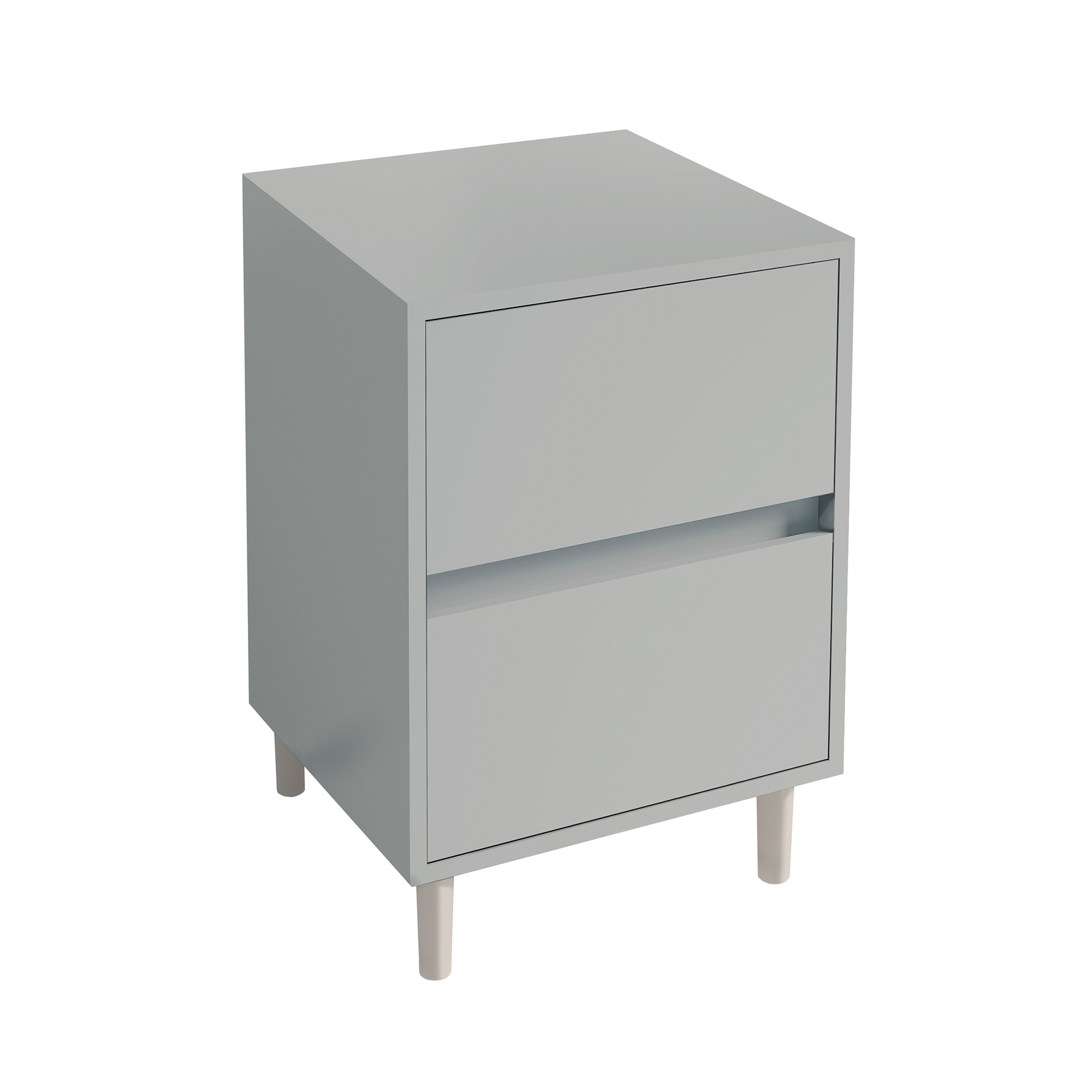 BST-002-DWPK-DV SpacePro Freestanding 2 Drawer Bedside Chest STONE GREY