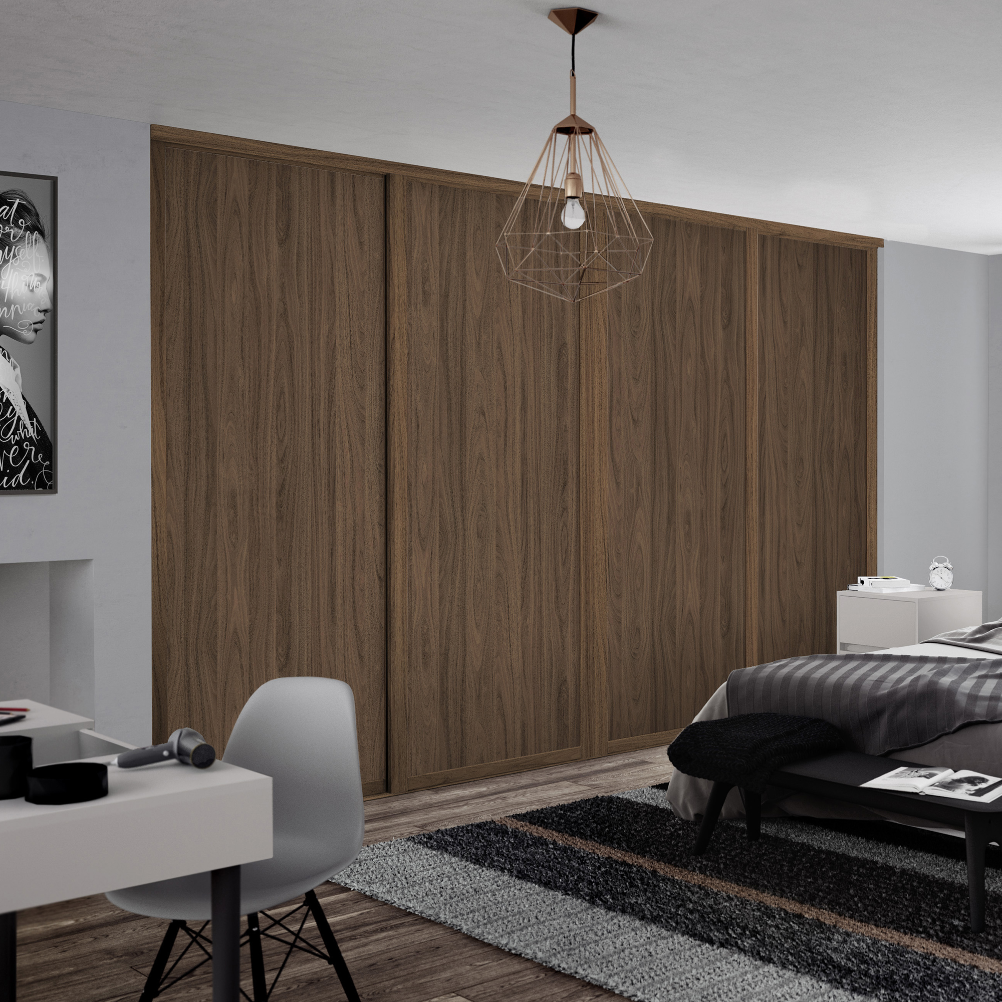 Carini Walnut Shaker 4 Panel Door Roomset