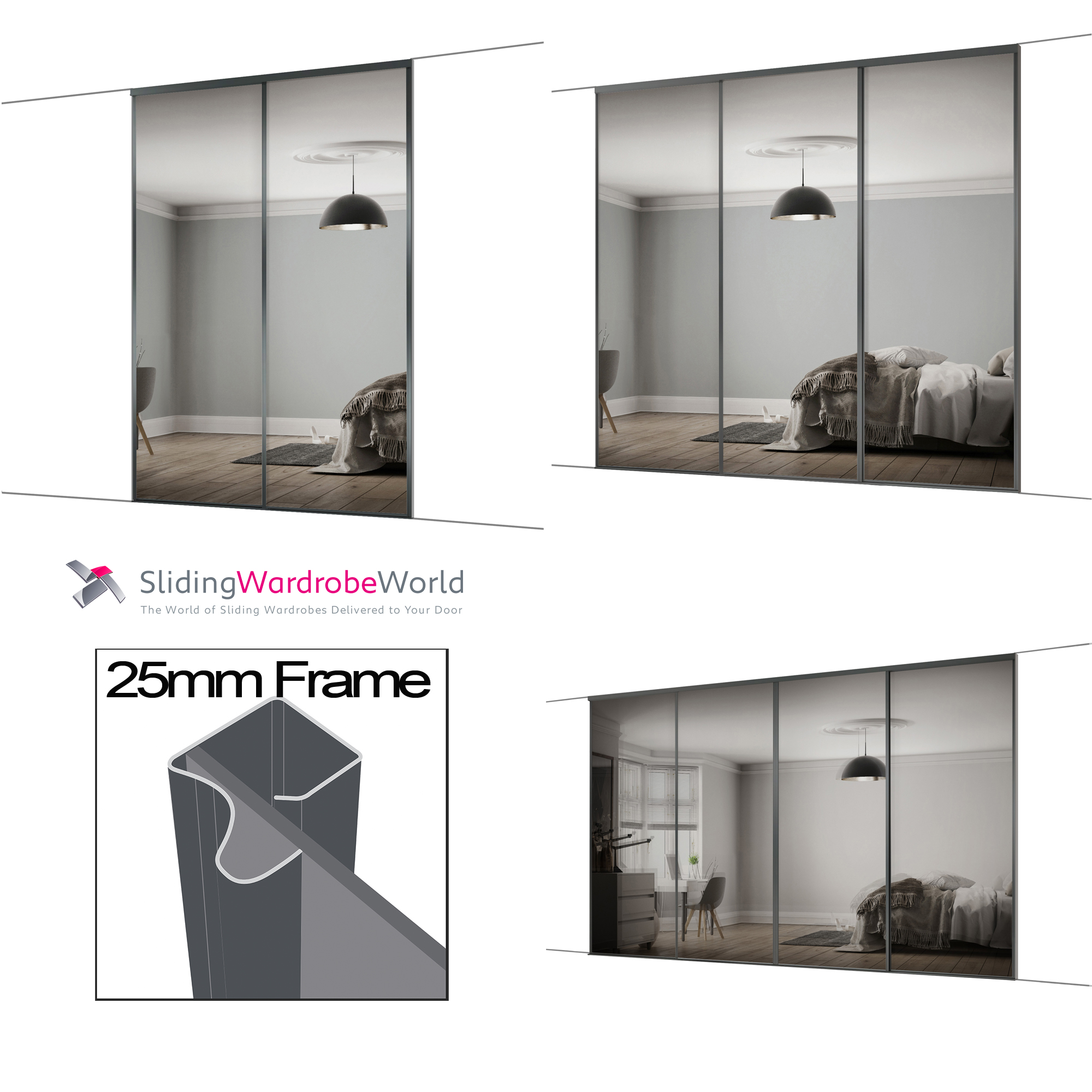 Heritage Graphite Frame MASTER Heritage Graphite Frame Sliding Wardrobe Doors MASTER