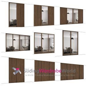 SpacePro Shaker Carini Walnut Sliding Wardrobe Door Kits