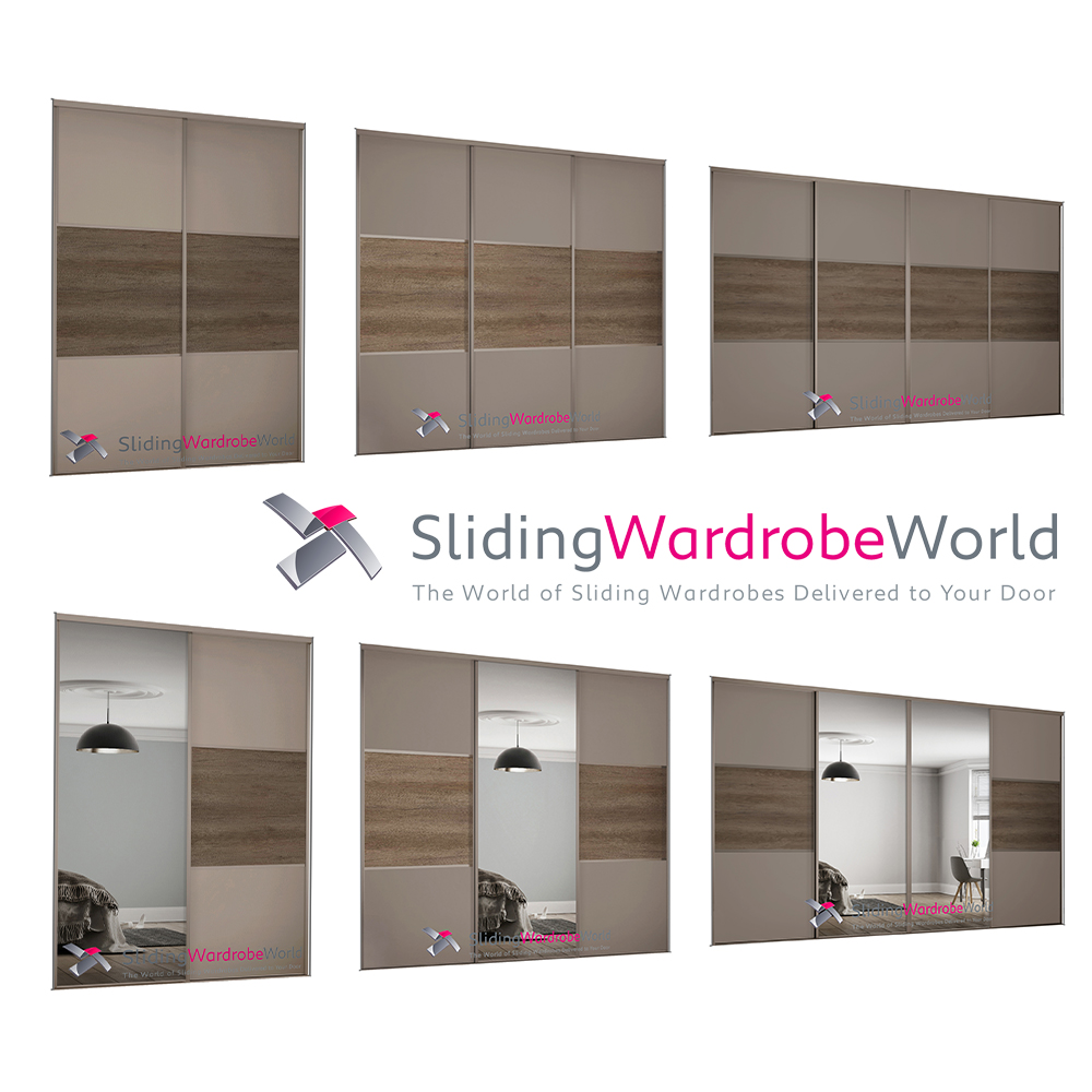 Stone Grey Nebraska Clssic MASTER copy SpacePro Classic Sliding Wardrobe Door Kits in Stone Grey, Nebraska Oak and Mirror