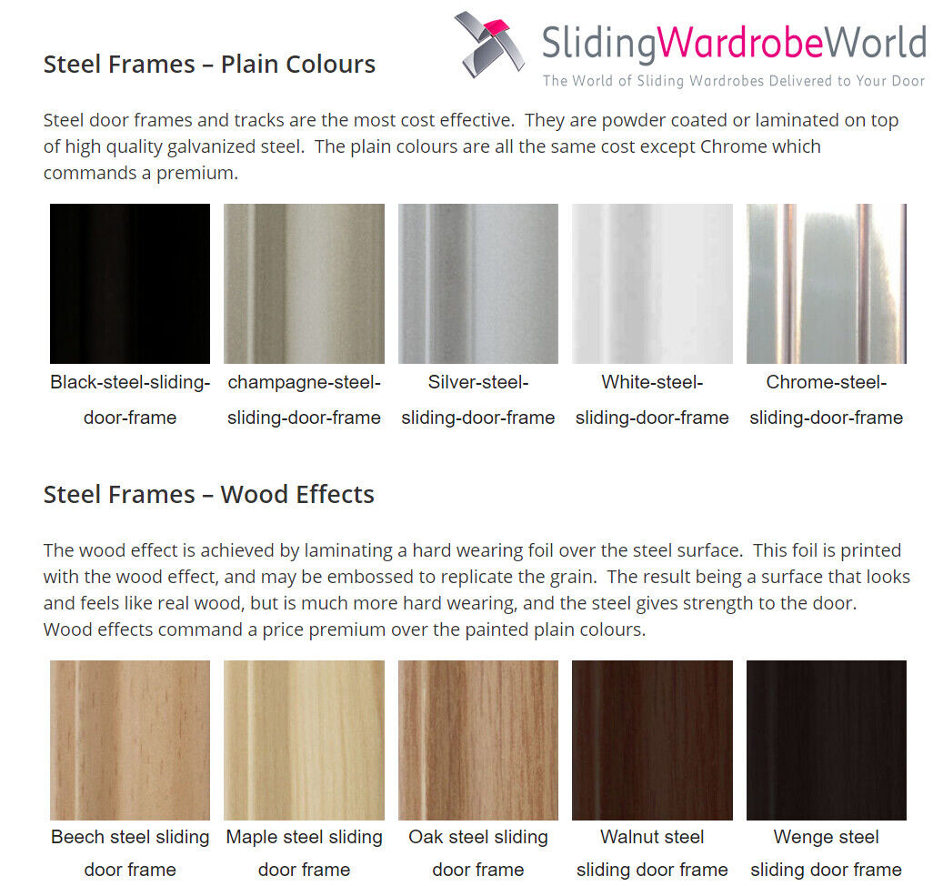 Made to Measure MIRROR Sliding Wardrobe Doors & Tracks - Choice of Frame Colours Gallery Image 1