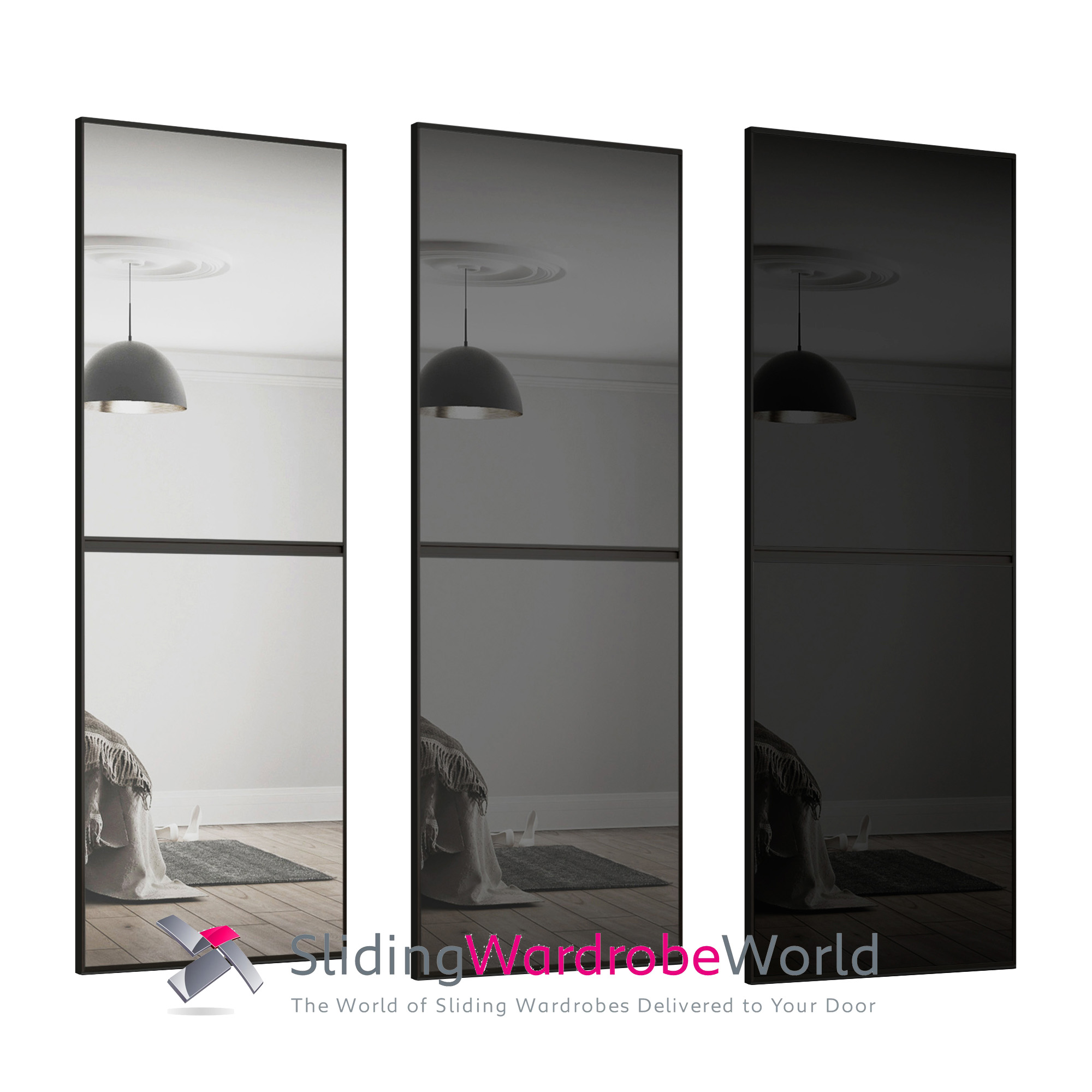 Black Minimalist All Three Colours SpacePro Black Minimalist Sliding Wardrobe Doors
